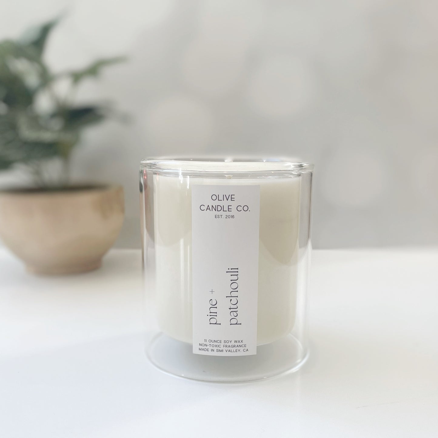 pine + patchouli double lined glass