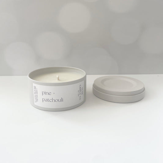 pine + patchouli luxe tin